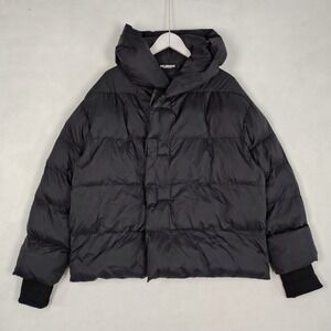 Valabasas Black Puffer Jacket Mens Small Hooded Quilted Streetwear Coat